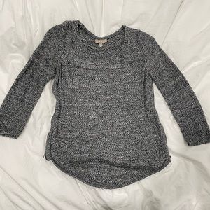 Banana Republic - Side Zipper 3/4 Sleeve Marled Sweater - XS